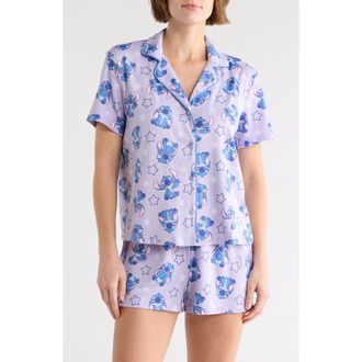 Lilo & Stitch Stitch Notch Collar Short Pajamas in Purplept at Nordstrom Rack, Size X-Large
