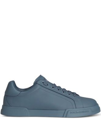 Dolce & Gabbana logo-debossed sneakers - men - Rubber/Lamb Skin/CALFSKIN/Cotton/Goat Skin - 42.5 - Blue