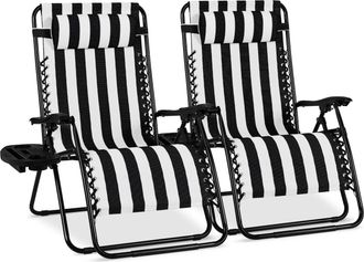 Best Choice Products Set of 2 Extra Wide Zero Gravity Lounge Chair Recliners w/ Cup Holder