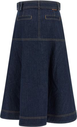 Zimmermann Flared Denim Skirt - Navy
