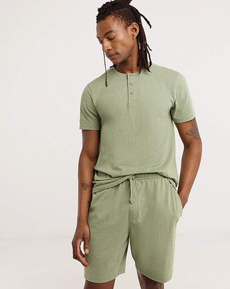 Jacamo Marl Grandad T-Shirt And Short PJ Set