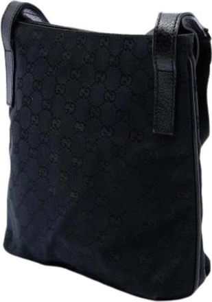 Gucci Pre-owned Canvas Crossbody Bag - Dames - Vintage Schoudertas - Zwart - ONE Size - Leer - Vintage