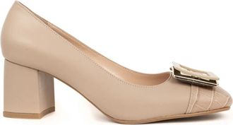 Sergio Moretti Klassieke Beige Mid Heel Pumps - Dames - Pumps - Beige - 36 EU - Leer - Schoenen