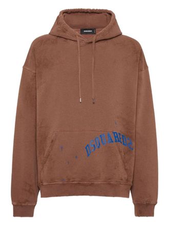 Dsquared2 Felpa Dirty Dyed Loose con cappuccio - Marrone