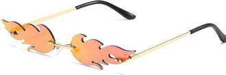 Generic Fire Flame Sunglasses For Women Rimless Wave Sun Glasses Metal Shades For Vintage For Women Mirror Eyewear UV400,1,one size 2026