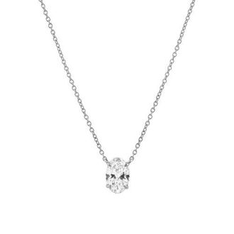 LuvMyJewelry Oval Obsession 14K Gold Lab Grown Diamond Necklace - 0.75 ct in 14K White Gold at Nordstrom