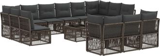 vidaXL Conjunto De Sof&aacute;s De Jard&iacute;n 14 Uds. Gris Rat&aacute;n Sint&eacute;tico Vidaxl