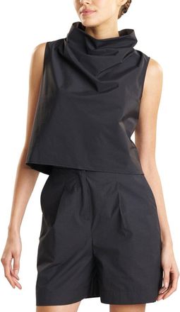 Natori Techno Poplin Cowl Neck Top