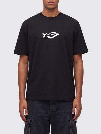 Yohji Yamamoto T-shirt girocollo in cotone con logo stampato a contrasto sul retro