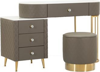 Mauro Ferretti Tocador gris con puf 120x40x75 cm puf &oslash; 36x39 cm