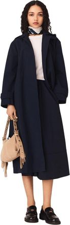 Maje Removable rhinestone-hood trench in Navy at Nordstrom, Size 34 Eu