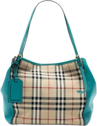 Burberry Pre-owned Shoulder Bags, female, Multicolor, Size: ONE SIZE Pre-owned Canvas Shoulder Bag