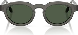 Armani 47mm Round Sunglasses in Brushed Green /Dark Green at Nordstrom