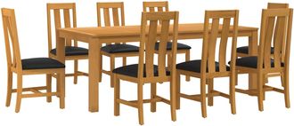 vidaXL Conjunto De Comedor 9 Uds. Negro Madera De Roble S&oacute;lido Vidaxl