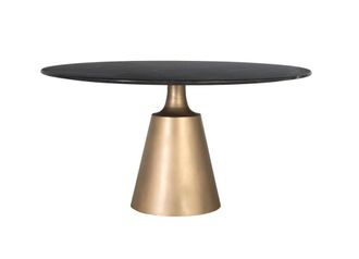 Giner&Colomer Mesa redonda de m&aacute;rmol negro y base de metal dorado satinado 150 cm