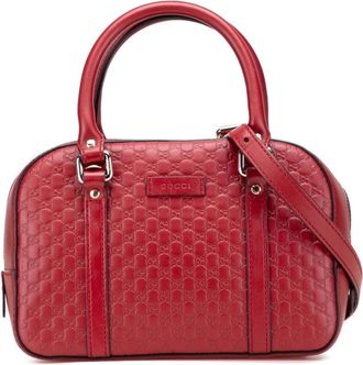 Gucci Pre-owned Handbags, female, Red, Size: ONE SIZE Pre-owned Embossed Leather Top Handle Bag