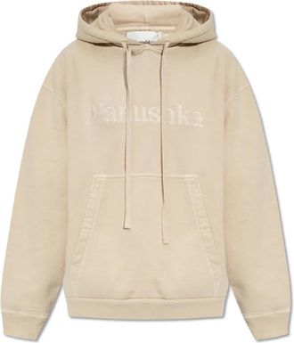 Nanushka Ever hoodie met logo - Dames - Hoodies - Beige - XS - Katoen - Hoodies & sweatvesten