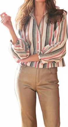 Finley Crop Emmy Shirt In Sparkle Stripe