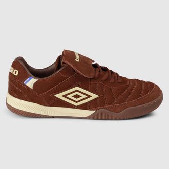 Umbro Mens Speciali Tr Flap Top Suede Trainers (Dark Brown/Cream/Royal Blue) - Size UK 7.5