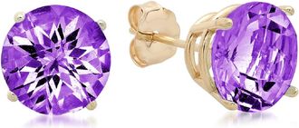 MAX + STONE 10K Yellow Gold 8MM Round Checkerboard Cut Stud Earrings