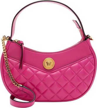 Versace Pink Quilted Leather Medusa Half Moon Shoulder Bag (Authentic Pre- Loved)