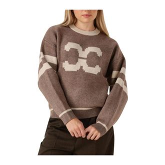 Co'Couture Truien & Vesten, Dames, Bruin, L, Wol, Row Coco Logo Knit
