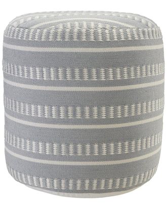 LR Home Lr Home Ella Blue/White Striped Hand-Woven Ottoman Pouf