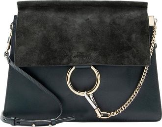 Chlo&eacute; Green Calfskin & Suede Faye Medium Shoulder Bag (Authentic Pre-Loved)