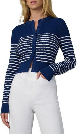 Joe's The Dani Stripe Pointelle Cardigan in Royal Blue/Milk Stripe at Nordstrom, Size X-Small