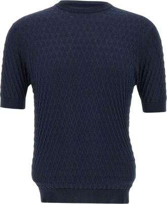 FILIPPO DE LAURENTIIS T-shirt in cr&ecirc;pe di cotone - Blu