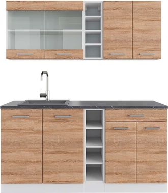 Vicco Cocina Vers&aacute;til R-line, Sonoma/blanco, 160 Cm, Et Antracita