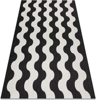 RugsX Rugsx - Alfombra Sisal Flat 49377690 Ondas Crema / Negro Black 120x170 Cm