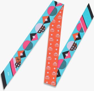 MCM Monogram Print Petite Scarf in Organic Silk in Orangeade at Nordstrom