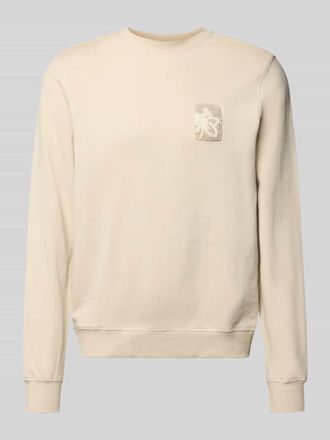 Blend Regular Fit Sweatshirt mit floraler Applikation Modell Felica in Sand, Gr&ouml;&szlig;e 3XL