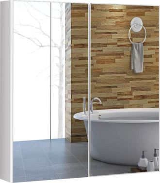 Costway Armario De Ba&ntilde;o Mueble Con Espejo De Pared Con 2 Puertas 2 Estante Gabinete De Almacenamiento Organizador - Costway
