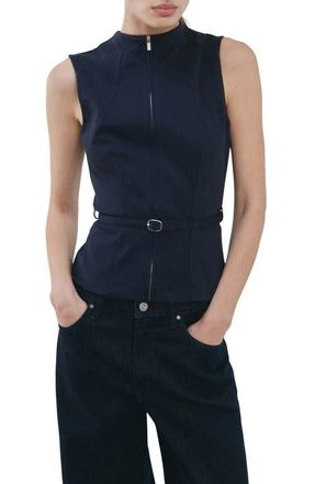 Mango Fitted Zip Vest in Dark Navy at Nordstrom, Size Medium