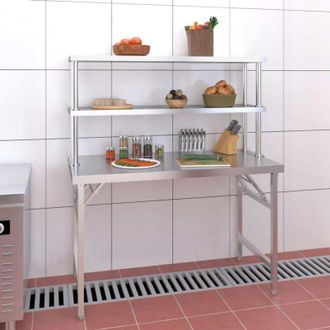 vidaXL Vidaxl - Tavolo Lavoro Cucina con Ripiano 120x60x145 cm Acciaio Inox