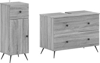 vidaXL Juego De Gabinete De Ba&ntilde;o De 2 Piezas Breda Sonoma Gris Vidaxl