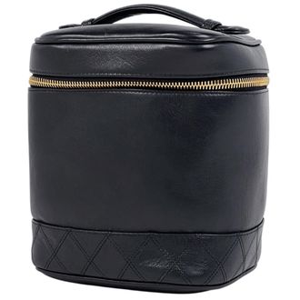 Chanel Black Leather Pouch Vanity Bag (Pre-Owned)