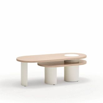 Teulat Mesa de centro natural claro y patas crema