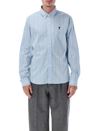 Ami Light Blue Regular Stripes Shirt