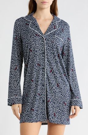 Tommy Hilfiger Long Sleeve Sleepshirt in Vining Hearts Sky Captain at Nordstrom Rack, Size X-Large