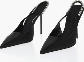PARIS TEXAS Satin Slingbacks LIDIA With Crystal-Embellished Strap 11cm Heel Paris Texas
