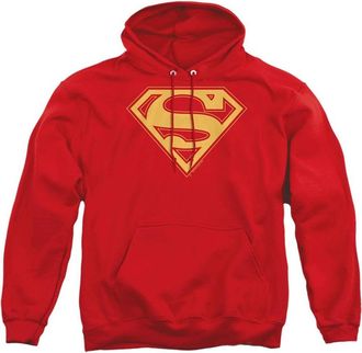 Gildan Superman Red & Gold Shield Adult Pull Over Hoodie / Hooded Sweatshirt