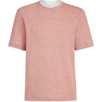 Brunello Cucinelli T-shirt with faux-layering in Orange at Nordstrom, Size Xxx-Large Eu