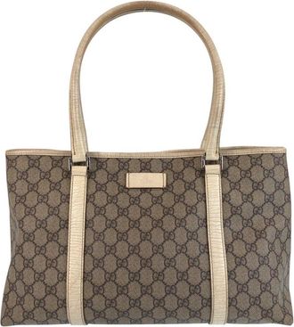 Gucci Beige Gg Supreme Canvas & Leather Tote (Authentic Pre-Loved)
