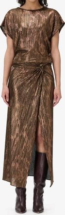 Iro Tarra Lurex Top In Military Khaki/bronze