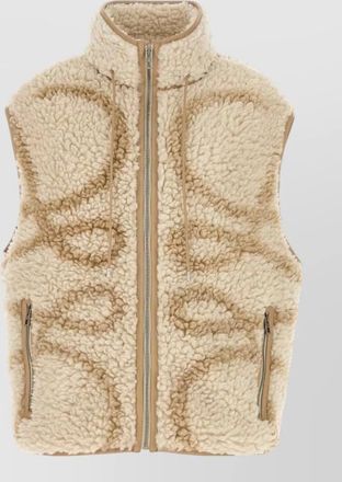 Loewe shearling vest sleeveless high collar pockets