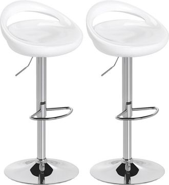 HOMCOM Set 2 Sgabelli Alti Girevoli con Poggiapiedi Altezza Regolabile Bianco - Homcom