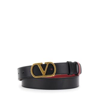 Valentino Garavani VLogo Signature Reversible Riem - Dames - Accessoires - Zwart - Maat: 80 CM Leer